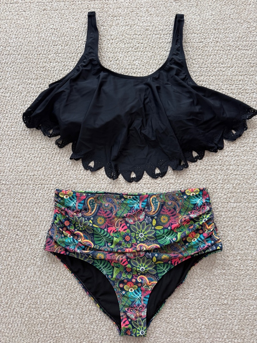 Mooncore Womens Plus Size High Waisted Tankini Two Piece Flounce Bikini Swimsuit